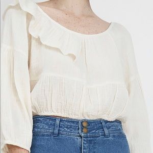 Apiece Apart Cela Crop Top in Cream size 10